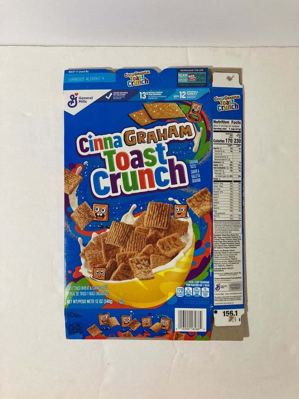 General Mills Cinna Graham Toast Crunch Cereal 12 oz Empty Box